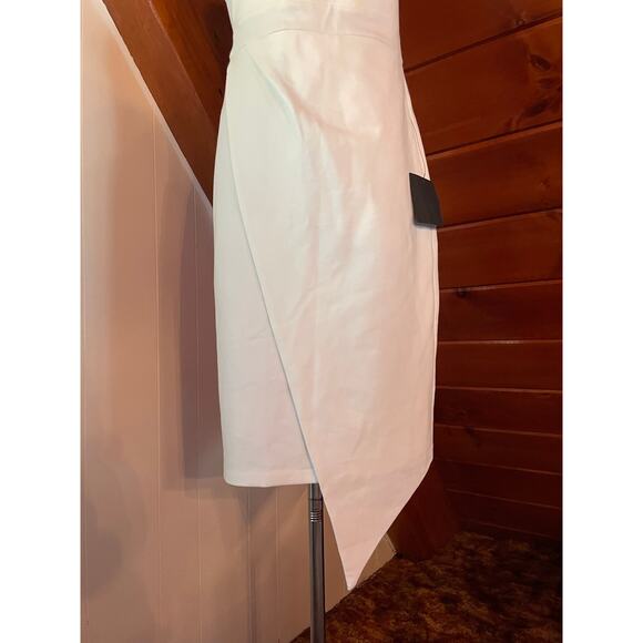 NWT Lulus Queen of the City Asymmetrical White Strapless Bodycon Dress sz L - Picture 3 of 9